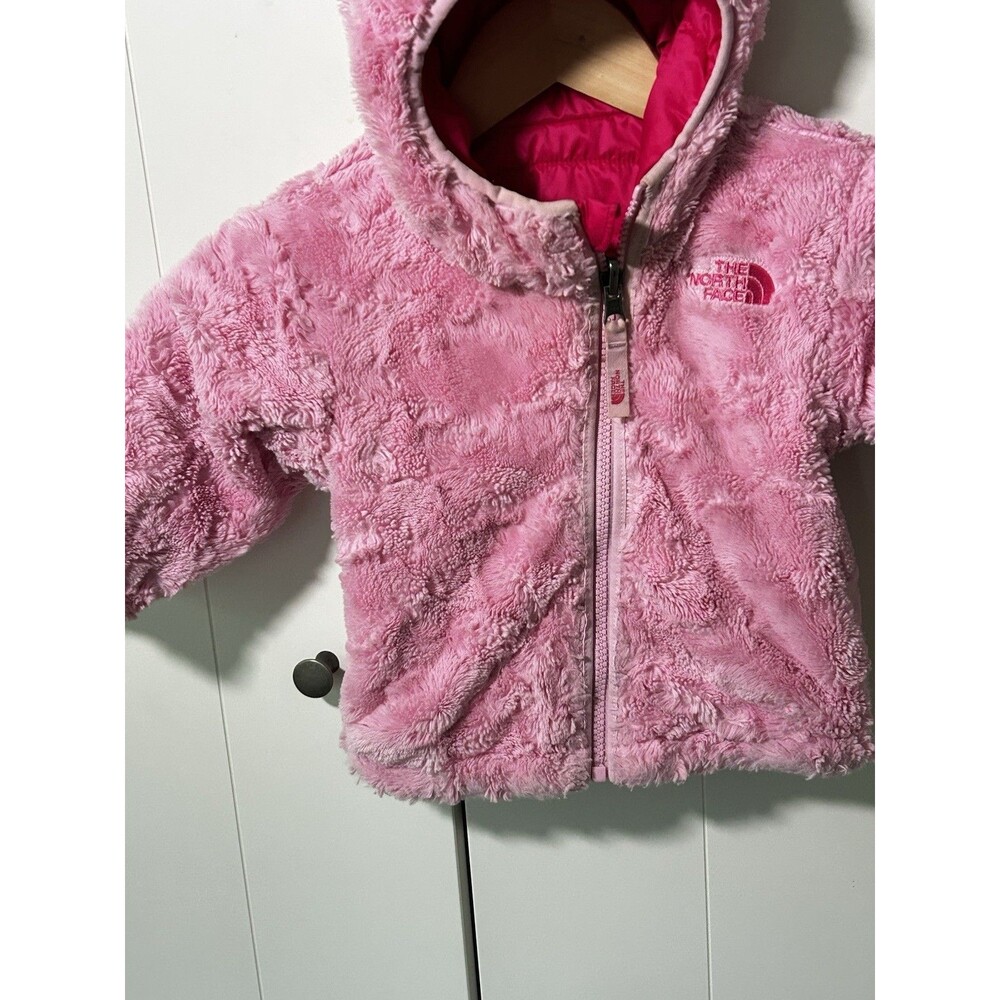 The North Face Reversible Plush Sherpa Hooded Jacket Size 6-12 mo Coat Pink - Picture 5 of 9